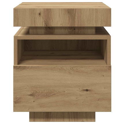 Sängbord med LED-belysning artisan ek 40x39x48,5 cm