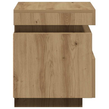 Sängbord med LED-belysning artisan ek 40x39x48,5 cm