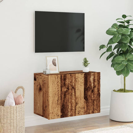 Väggmonterad tv-bänk gammalt trä 60x30x41 cm