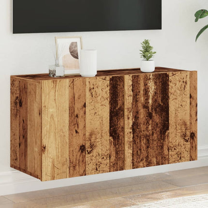 Väggmonterad tv-bänk gammalt trä 80x30x41 cm