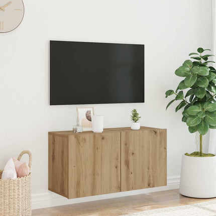 Väggmonterad tv-bänk ek 80x30x41 cm