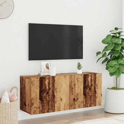 Väggmonterad tv-bänk gammalt trä 100x30x41 cm