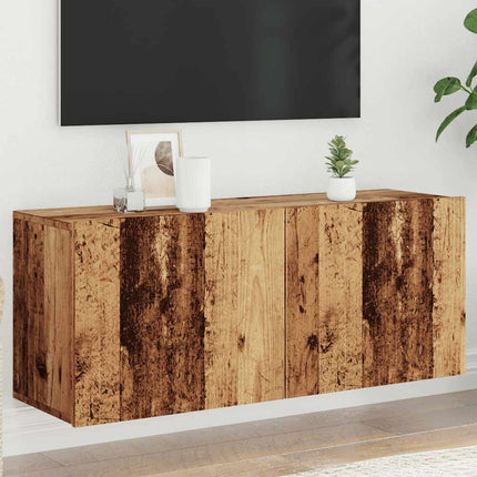 Väggmonterad tv-bänk gammalt trä 100x30x41 cm