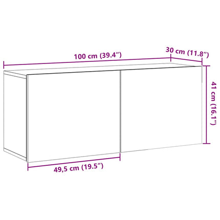 Väggmonterad tv-bänk gammalt trä 100x30x41 cm