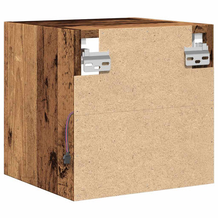 Väggmonterad tv-bänk LED 2 st gammalt trä 30x28,5x30 cm