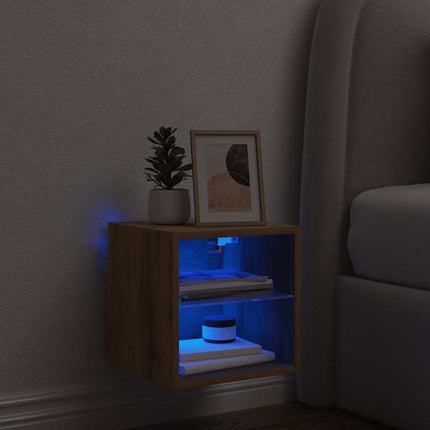 Väggmonterad tv-bänk LED artisan ek 30x28,5x30 cm
