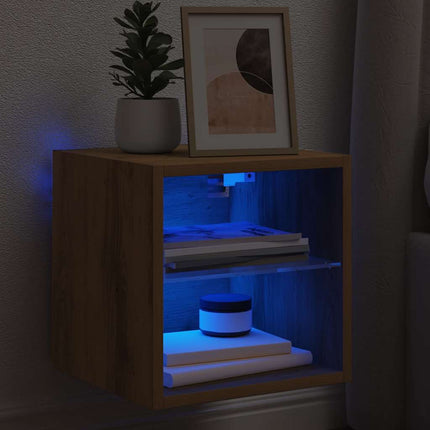 Väggmonterad tv-bänk LED artisan ek 30x28,5x30 cm