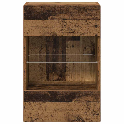 Nástenné skrinky s LED osvetlením pre TV 2 st åldrat trä 40x30x60,5 cm