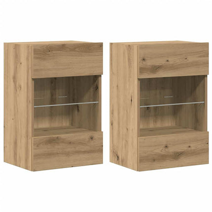 Nástenné skrinky s LED osvetlením pre TV 2 st artisan ek 40x30x60,5 cm