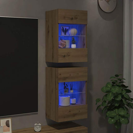 Nástenné skrinky s LED osvetlením pre TV 2 st artisan ek 40x30x60,5 cm