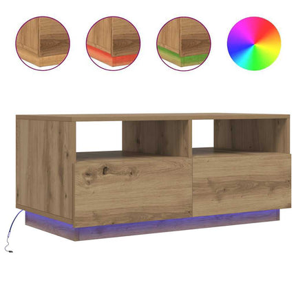 Soffbord med LED ek 90x49x40 cm