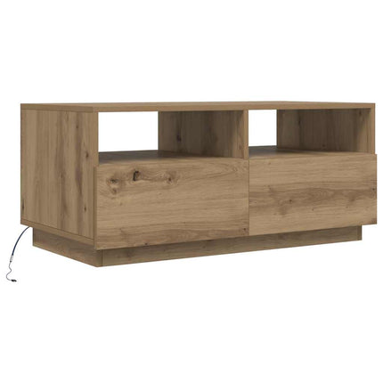 Soffbord med LED ek 90x49x40 cm