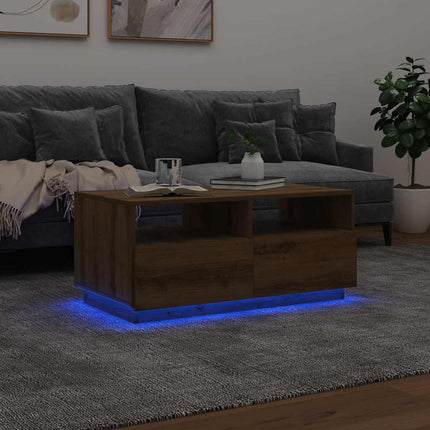 Soffbord med LED ek 90x49x40 cm