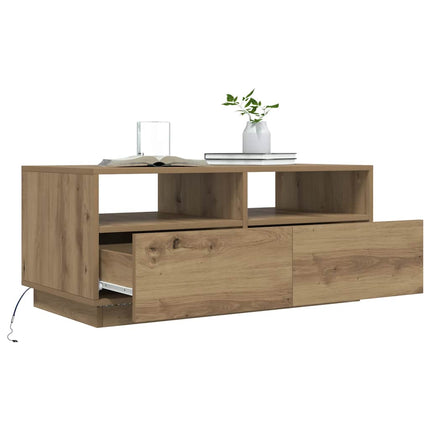 Soffbord med LED ek 90x49x40 cm