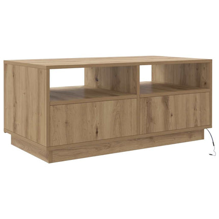 Soffbord med LED ek 90x49x40 cm
