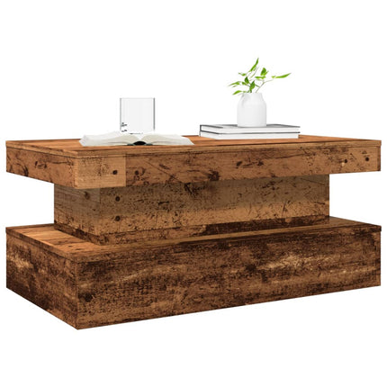 Soffbord med LED gammalt trä 90x50x40 cm