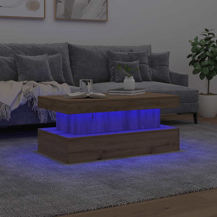 Soffbord med LED ek 90x50x40 cm