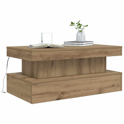 Soffbord med LED ek 90x50x40 cm