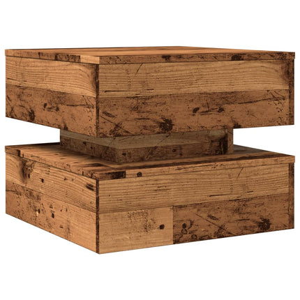 Soffbord med LED gammalt trä 50x50x40 cm
