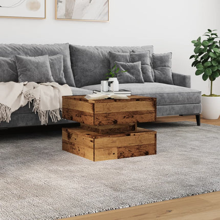 Soffbord med LED gammalt trä 50x50x40 cm