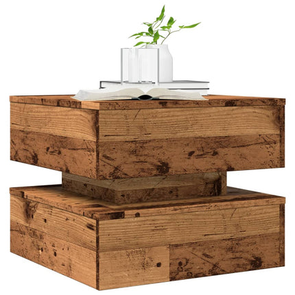 Soffbord med LED gammalt trä 50x50x40 cm