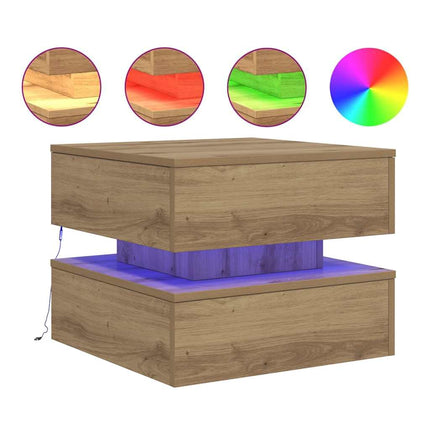 Soffbord med LED ek 50x50x40 cm