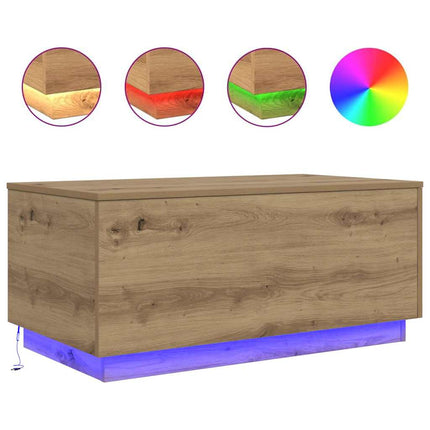 Soffbord med LED ek 90x50x40 cm