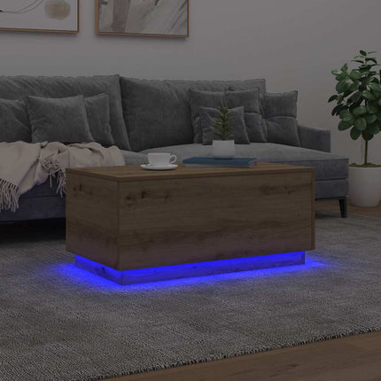 Soffbord med LED ek 90x50x40 cm