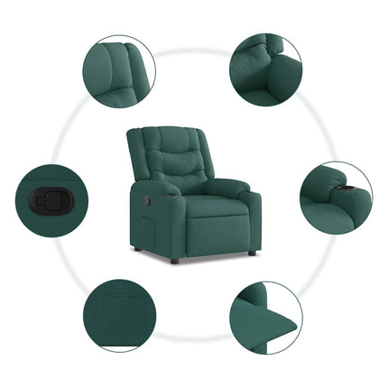 Reclinerfåtölj mörkgrön tyg