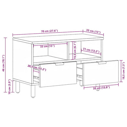 Tv-bänk svart 70x33x46 cm konstruerat trä