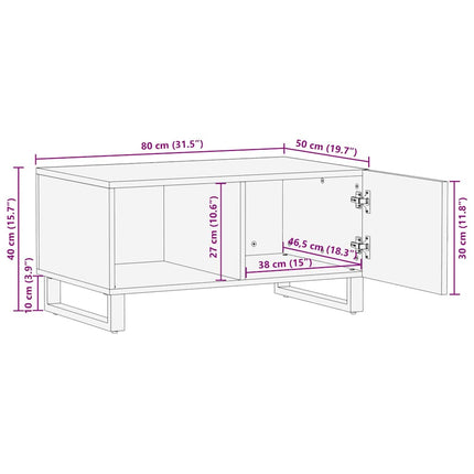 Soffbord Svart 80X50X40 Cm Massivt Mangoträ