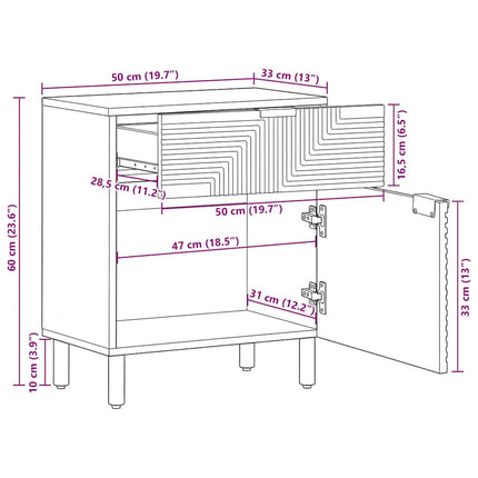 Sängskåp brun 50x33x60 cm mango i massivt trä