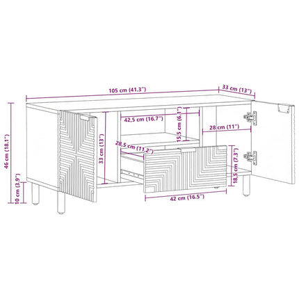 TV-bänk brun 105x33x46 cm massivt trä mango