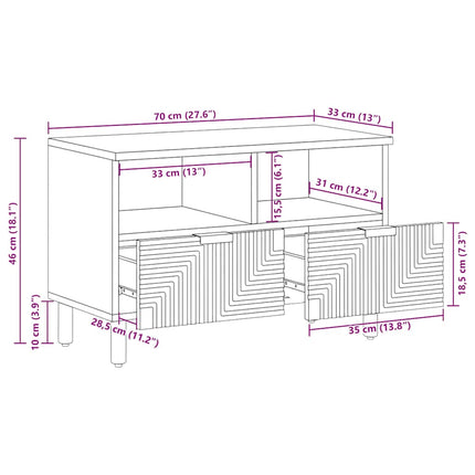TV-skåp 70x33x46 cm massivt trä akacia