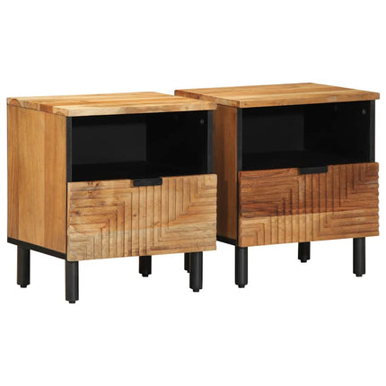 Sängbord 2 st 40x33x46 cm massivt trä akacia