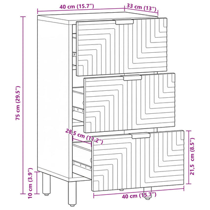 Sideboard med låda Brun 40 x 33 x 75 cm Massivt mangoträ