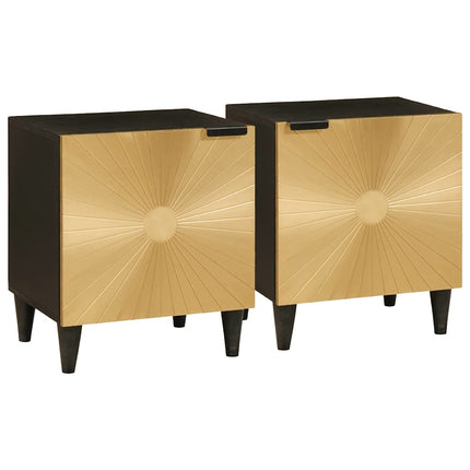 Nattduksbord 2 st Black and Gold 40 x 33 x 46 cm