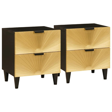 Nattduksbord 2 pcs Svart och Guld 40 x 33 x 46 cm