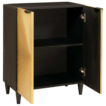Sideboard Svart och Guld 60 x 33 x 75 cm Massivt mangoträ
