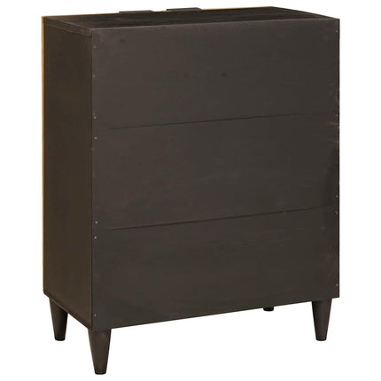 Sideboard Svart och Guld 60 x 33 x 75 cm Massivt mangoträ