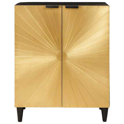 Sideboard Svart och Guld 60 x 33 x 75 cm Massivt mangoträ