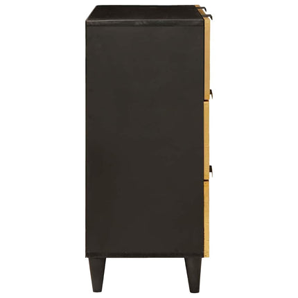 Sideboard Svart och Guld 60 x 33 x 75 cm Massivt mangoträ