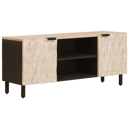 TV-skåp Vit Tvätt Finish 105 x 33 x 46 cm Massivt mangoträ
