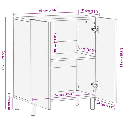 Sideboard Vit Tvätt Finish 60 x 33 x 75 cm Massivt mangoträ