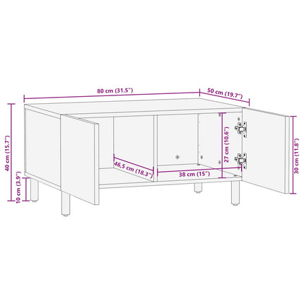 Kaffeebord Vit 80 x 50 x 40 cm Massivt mangoträ
