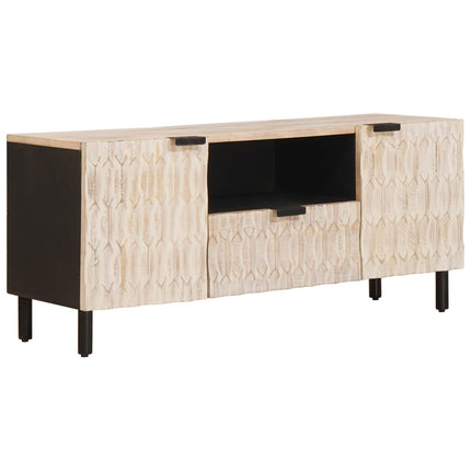 TV-skåp Vit Tvätt Finish 105 x 33 x 46 cm Massivt mangoträ