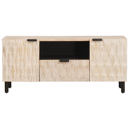 TV-skåp Vit Tvätt Finish 105 x 33 x 46 cm Massivt mangoträ