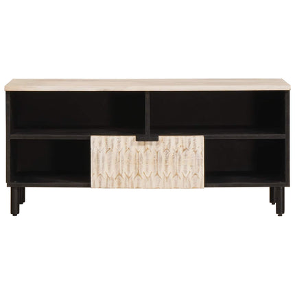 TV-skåp Vit Tvätt Finish 100 x 33 x 46 cm Massivt mangoträ