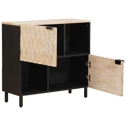 Sideboard Vit Tvätt Finish 80 x 33 x 75 cm Massivt mangoträ