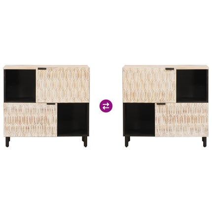 Sideboard Vit Tvätt Finish 80 x 33 x 75 cm Massivt mangoträ